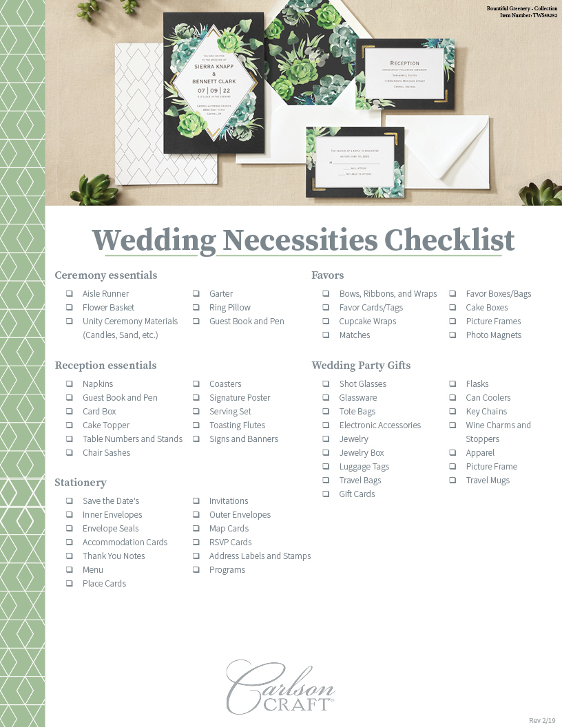 Wedding Necessities Checklist